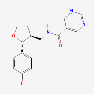 molecular formula C16H16FN3O2 B6671156 N-[[(2R,3S)-2-(4-fluorophenyl)oxolan-3-yl]methyl]pyrimidine-5-carboxamide 