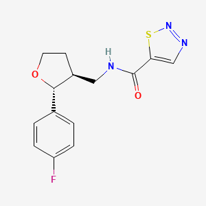 molecular formula C14H14FN3O2S B6671169 N-[[(2R,3S)-2-(4-fluorophenyl)oxolan-3-yl]methyl]thiadiazole-5-carboxamide 
