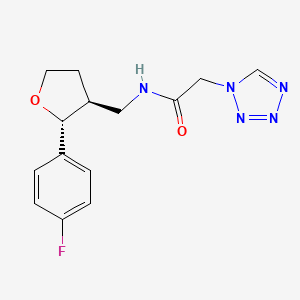 molecular formula C14H16FN5O2 B6671176 N-[[(2R,3S)-2-(4-fluorophenyl)oxolan-3-yl]methyl]-2-(tetrazol-1-yl)acetamide 