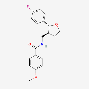 molecular formula C19H20FNO3 B6671214 N-[[(2R,3S)-2-(4-fluorophenyl)oxolan-3-yl]methyl]-4-methoxybenzamide 