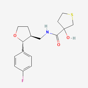 molecular formula C16H20FNO3S B6671245 N-[[(2R,3S)-2-(4-fluorophenyl)oxolan-3-yl]methyl]-3-hydroxythiolane-3-carboxamide 