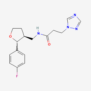 molecular formula C16H19FN4O2 B6671269 N-[[(2R,3S)-2-(4-fluorophenyl)oxolan-3-yl]methyl]-3-(1,2,4-triazol-1-yl)propanamide 
