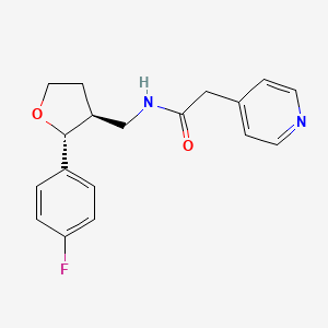 molecular formula C18H19FN2O2 B6671272 N-[[(2R,3S)-2-(4-fluorophenyl)oxolan-3-yl]methyl]-2-pyridin-4-ylacetamide 