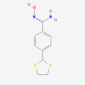 molecular formula C10H12N2OS2 B066713 Benzenecarboximidamide, 4-(1,3-dithiolan-2-yl)-N-hydroxy- CAS No. 175204-51-0