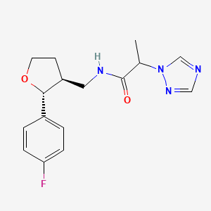 molecular formula C16H19FN4O2 B6671358 N-[[(2R,3S)-2-(4-fluorophenyl)oxolan-3-yl]methyl]-2-(1,2,4-triazol-1-yl)propanamide 
