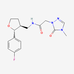 molecular formula C16H19FN4O3 B6671359 N-[[(2R,3S)-2-(4-fluorophenyl)oxolan-3-yl]methyl]-2-(4-methyl-5-oxo-1,2,4-triazol-1-yl)acetamide 