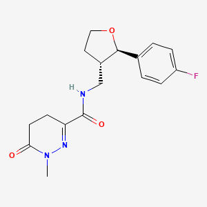 molecular formula C17H20FN3O3 B6671367 N-[[(2R,3S)-2-(4-fluorophenyl)oxolan-3-yl]methyl]-1-methyl-6-oxo-4,5-dihydropyridazine-3-carboxamide 
