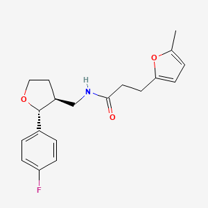 molecular formula C19H22FNO3 B6671374 N-[[(2R,3S)-2-(4-fluorophenyl)oxolan-3-yl]methyl]-3-(5-methylfuran-2-yl)propanamide 