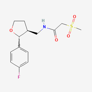 molecular formula C14H18FNO4S B6671379 N-[[(2R,3S)-2-(4-fluorophenyl)oxolan-3-yl]methyl]-2-methylsulfonylacetamide 