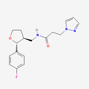 molecular formula C17H20FN3O2 B6671386 N-[[(2R,3S)-2-(4-fluorophenyl)oxolan-3-yl]methyl]-3-pyrazol-1-ylpropanamide 