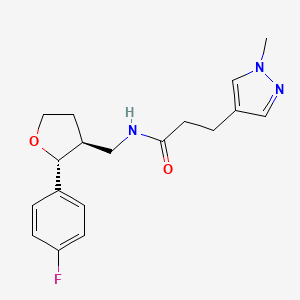 molecular formula C18H22FN3O2 B6671410 N-[[(2R,3S)-2-(4-fluorophenyl)oxolan-3-yl]methyl]-3-(1-methylpyrazol-4-yl)propanamide 