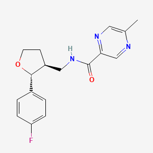 molecular formula C17H18FN3O2 B6671412 N-[[(2R,3S)-2-(4-fluorophenyl)oxolan-3-yl]methyl]-5-methylpyrazine-2-carboxamide 