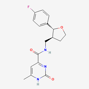 molecular formula C17H18FN3O3 B6671457 N-[[(2R,3S)-2-(4-fluorophenyl)oxolan-3-yl]methyl]-6-methyl-2-oxo-1H-pyrimidine-4-carboxamide 