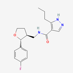 molecular formula C18H22FN3O2 B6671503 N-[[(2R,3S)-2-(4-fluorophenyl)oxolan-3-yl]methyl]-5-propyl-1H-pyrazole-4-carboxamide 