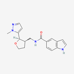 molecular formula C18H20N4O2 B6671554 N-[[(2R,3S)-2-(2-methylpyrazol-3-yl)oxolan-3-yl]methyl]-1H-indole-5-carboxamide 