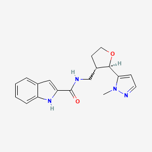 molecular formula C18H20N4O2 B6671561 N-[[(2R,3S)-2-(2-methylpyrazol-3-yl)oxolan-3-yl]methyl]-1H-indole-2-carboxamide 