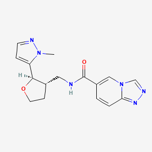 molecular formula C16H18N6O2 B6671570 N-[[(2R,3S)-2-(2-methylpyrazol-3-yl)oxolan-3-yl]methyl]-[1,2,4]triazolo[4,3-a]pyridine-6-carboxamide 