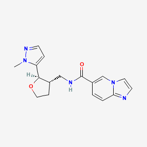 molecular formula C17H19N5O2 B6671574 N-[[(2R,3S)-2-(2-methylpyrazol-3-yl)oxolan-3-yl]methyl]imidazo[1,2-a]pyridine-6-carboxamide 