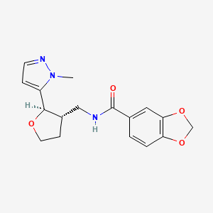 molecular formula C17H19N3O4 B6671594 N-[[(2R,3S)-2-(2-methylpyrazol-3-yl)oxolan-3-yl]methyl]-1,3-benzodioxole-5-carboxamide 