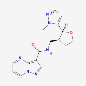 molecular formula C16H18N6O2 B6671685 N-[[(2R,3S)-2-(2-methylpyrazol-3-yl)oxolan-3-yl]methyl]pyrazolo[1,5-a]pyrimidine-3-carboxamide 