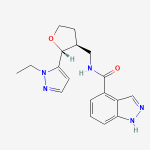 molecular formula C18H21N5O2 B6671691 N-[[(2R,3S)-2-(2-ethylpyrazol-3-yl)oxolan-3-yl]methyl]-1H-indazole-4-carboxamide 