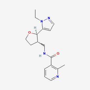 molecular formula C17H22N4O2 B6671694 N-[[(2R,3S)-2-(2-ethylpyrazol-3-yl)oxolan-3-yl]methyl]-2-methylpyridine-3-carboxamide 