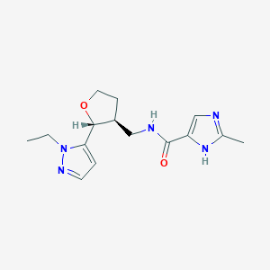 molecular formula C15H21N5O2 B6671705 N-[[(2R,3S)-2-(2-ethylpyrazol-3-yl)oxolan-3-yl]methyl]-2-methyl-1H-imidazole-5-carboxamide 
