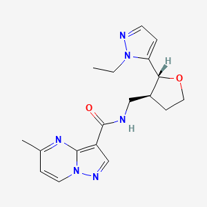 molecular formula C18H22N6O2 B6671731 N-[[(2R,3S)-2-(2-ethylpyrazol-3-yl)oxolan-3-yl]methyl]-5-methylpyrazolo[1,5-a]pyrimidine-3-carboxamide 