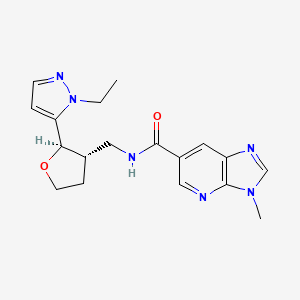 molecular formula C18H22N6O2 B6671734 N-[[(2R,3S)-2-(2-ethylpyrazol-3-yl)oxolan-3-yl]methyl]-3-methylimidazo[4,5-b]pyridine-6-carboxamide 