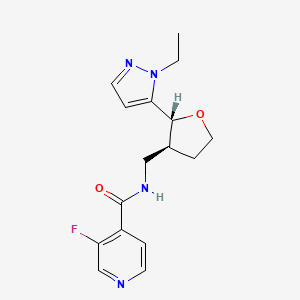 molecular formula C16H19FN4O2 B6671735 N-[[(2R,3S)-2-(2-ethylpyrazol-3-yl)oxolan-3-yl]methyl]-3-fluoropyridine-4-carboxamide 