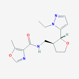 molecular formula C15H20N4O3 B6671736 N-[[(2R,3S)-2-(2-ethylpyrazol-3-yl)oxolan-3-yl]methyl]-5-methyl-1,3-oxazole-4-carboxamide 