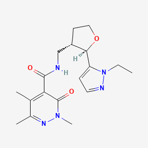 molecular formula C18H25N5O3 B6671762 N-[[(2R,3S)-2-(2-ethylpyrazol-3-yl)oxolan-3-yl]methyl]-2,5,6-trimethyl-3-oxopyridazine-4-carboxamide 