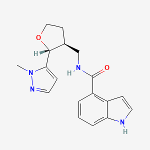molecular formula C18H20N4O2 B6671767 N-[[(2R,3S)-2-(2-methylpyrazol-3-yl)oxolan-3-yl]methyl]-1H-indole-4-carboxamide 