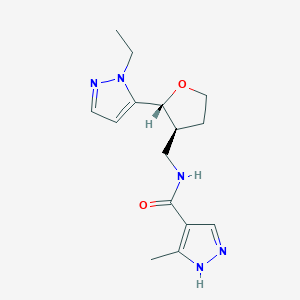molecular formula C15H21N5O2 B6671775 N-[[(2R,3S)-2-(2-ethylpyrazol-3-yl)oxolan-3-yl]methyl]-5-methyl-1H-pyrazole-4-carboxamide 