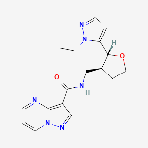 molecular formula C17H20N6O2 B6671778 N-[[(2R,3S)-2-(2-ethylpyrazol-3-yl)oxolan-3-yl]methyl]pyrazolo[1,5-a]pyrimidine-3-carboxamide 