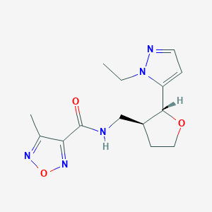 molecular formula C14H19N5O3 B6671792 N-[[(2R,3S)-2-(2-ethylpyrazol-3-yl)oxolan-3-yl]methyl]-4-methyl-1,2,5-oxadiazole-3-carboxamide 
