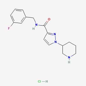 molecular formula C16H20ClFN4O B6671823 N-[(3-fluorophenyl)methyl]-1-piperidin-3-ylpyrazole-3-carboxamide;hydrochloride 