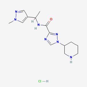 molecular formula C14H22ClN7O B6671861 N-[1-(1-methylpyrazol-4-yl)ethyl]-1-piperidin-3-yl-1,2,4-triazole-3-carboxamide;hydrochloride 