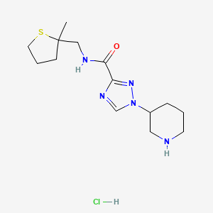 molecular formula C14H24ClN5OS B6671864 N-[(2-methylthiolan-2-yl)methyl]-1-piperidin-3-yl-1,2,4-triazole-3-carboxamide;hydrochloride 