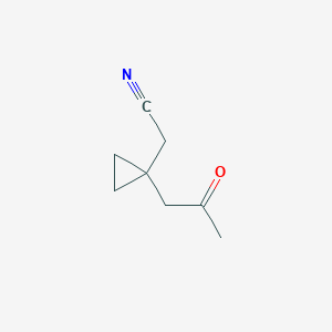 molecular formula C8H11NO B066721 2-[1-(2-Oxopropyl)cyclopropyl]acetonitrile CAS No. 185516-82-9