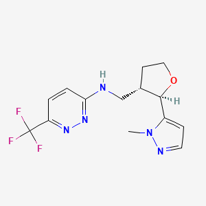 molecular formula C14H16F3N5O B6672241 N-[[(2R,3S)-2-(2-methylpyrazol-3-yl)oxolan-3-yl]methyl]-6-(trifluoromethyl)pyridazin-3-amine 