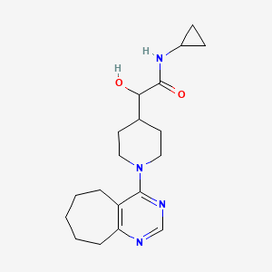 molecular formula C19H28N4O2 B6672310 N-cyclopropyl-2-hydroxy-2-[1-(6,7,8,9-tetrahydro-5H-cyclohepta[d]pyrimidin-4-yl)piperidin-4-yl]acetamide 
