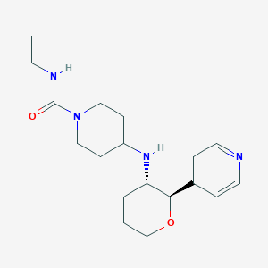 molecular formula C18H28N4O2 B6672685 N-ethyl-4-[[(2R,3S)-2-pyridin-4-yloxan-3-yl]amino]piperidine-1-carboxamide 