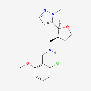 molecular formula C17H22ClN3O2 B6672749 N-[(2-chloro-6-methoxyphenyl)methyl]-1-[(2R,3S)-2-(2-methylpyrazol-3-yl)oxolan-3-yl]methanamine 