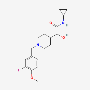 molecular formula C18H25FN2O3 B6672948 N-cyclopropyl-2-[1-[(3-fluoro-4-methoxyphenyl)methyl]piperidin-4-yl]-2-hydroxyacetamide 