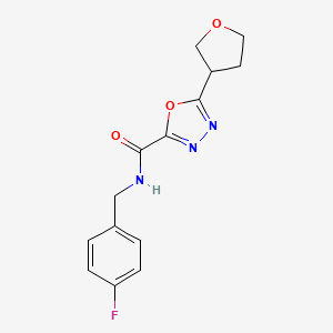 molecular formula C14H14FN3O3 B6673012 N-[(4-fluorophenyl)methyl]-5-(oxolan-3-yl)-1,3,4-oxadiazole-2-carboxamide 