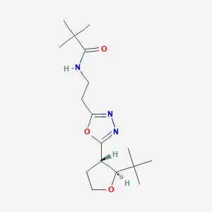 molecular formula C17H29N3O3 B6673328 N-[2-[5-[(2S,3S)-2-tert-butyloxolan-3-yl]-1,3,4-oxadiazol-2-yl]ethyl]-2,2-dimethylpropanamide 