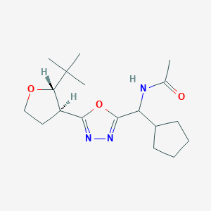 molecular formula C18H29N3O3 B6673334 N-[[5-[(2S,3S)-2-tert-butyloxolan-3-yl]-1,3,4-oxadiazol-2-yl]-cyclopentylmethyl]acetamide 