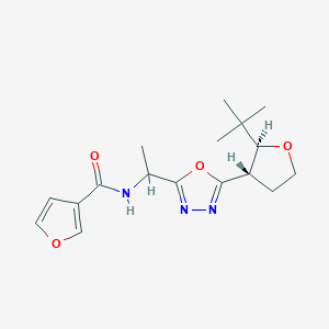 molecular formula C17H23N3O4 B6673343 N-[1-[5-[(2S,3S)-2-tert-butyloxolan-3-yl]-1,3,4-oxadiazol-2-yl]ethyl]furan-3-carboxamide 