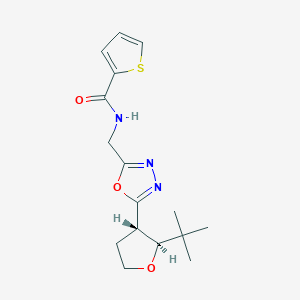molecular formula C16H21N3O3S B6673359 N-[[5-[(2S,3S)-2-tert-butyloxolan-3-yl]-1,3,4-oxadiazol-2-yl]methyl]thiophene-2-carboxamide 
